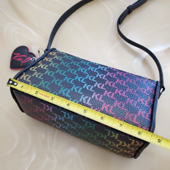 Karl Lagerfeld Paris Adele Faux Leather Rainbow Logo Crossbody Bag - Picture 11 of 16